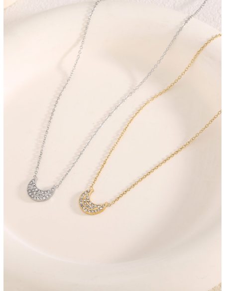 Collar colgante media luna con circonitas