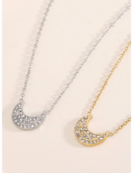 Collar colgante media luna con circonitas