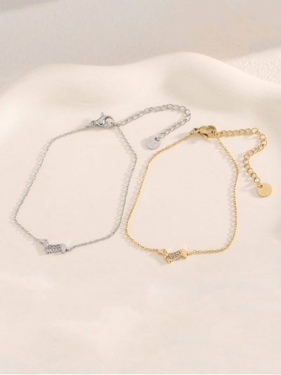 Pulsera perro salchicha con circonitas