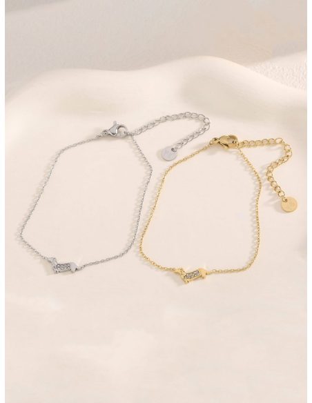 Pulsera perro salchicha con circonitas