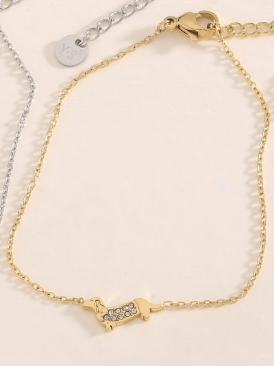 Pulsera perro salchicha con circonitas 2