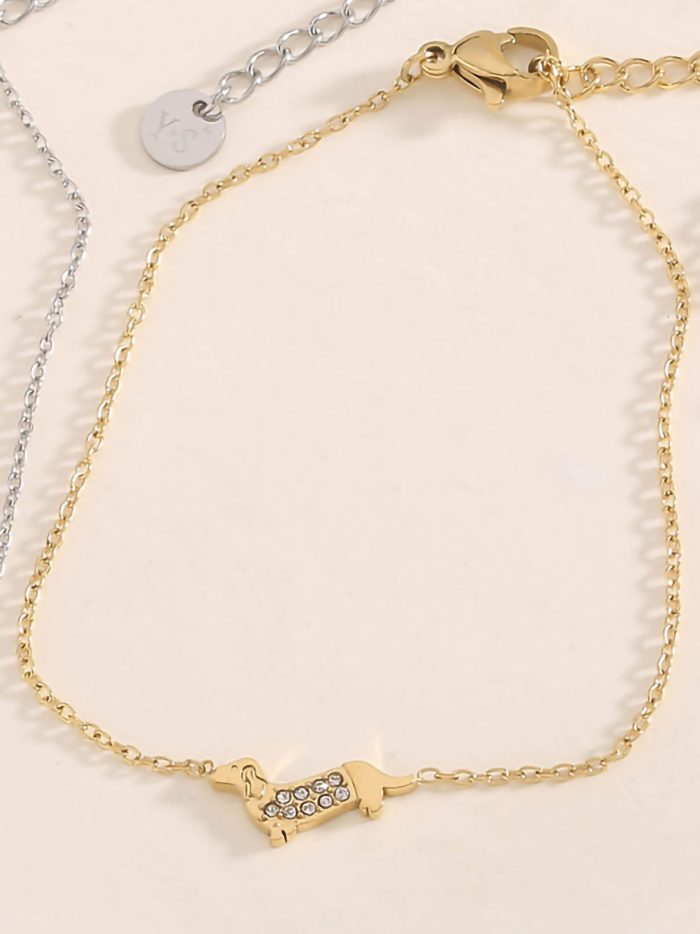 Pulsera perro salchicha con circonitas