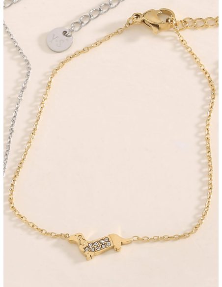 Pulsera perro salchicha con circonitas
