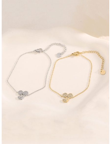 Pulsera cerezas con circonitas