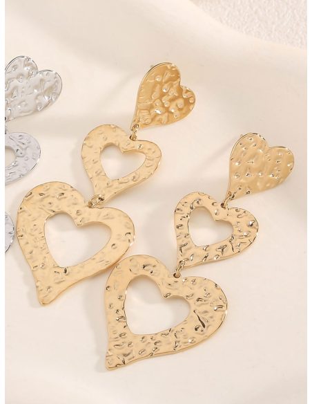 Pendientes largos corazón textura