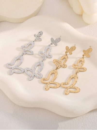 Pendientes largos mariposa textura