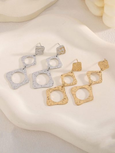 Long textured geometric earrings