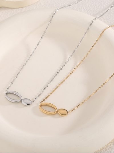 Collar colgante doble oval