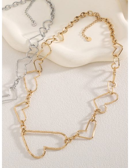 Colar corações de elos.