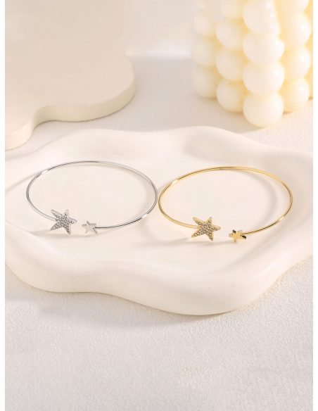 Pulsera rígida con estrellas con circonitas