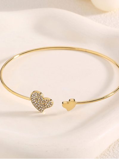 Pulsera rígida corazón con circonitas 2