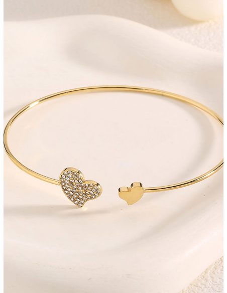 Pulsera rígida corazón con circonitas