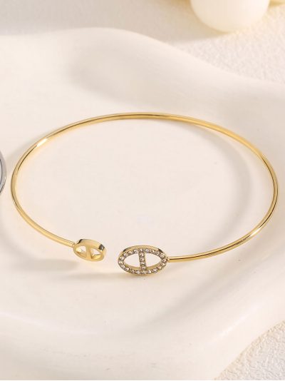 Pulsera rígida ovalada con circonitas 2