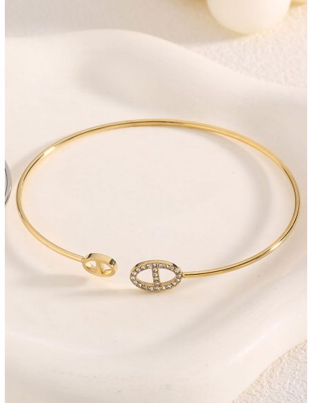 Pulsera rígida ovalada con circonitas