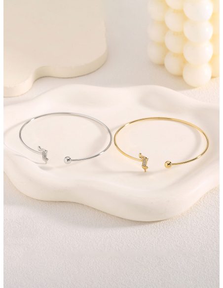 Pulsera rígida perro salchicha con circonitas