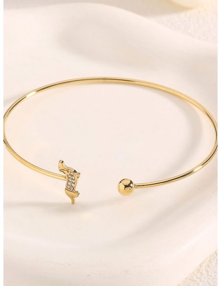 Pulsera rígida perro salchicha con circonitas