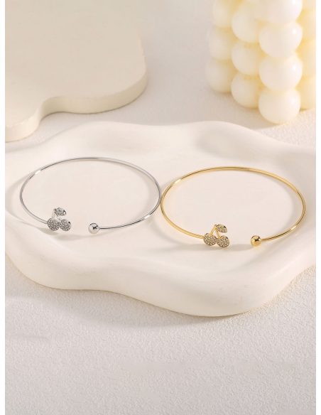 Pulsera rígida cerezas con circonitas