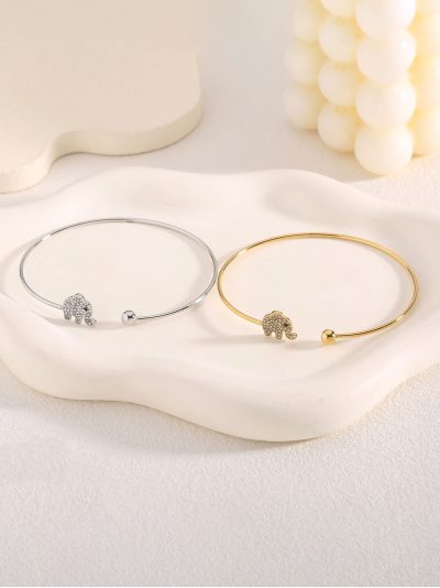 Pulsera rígida elefante con circonitas