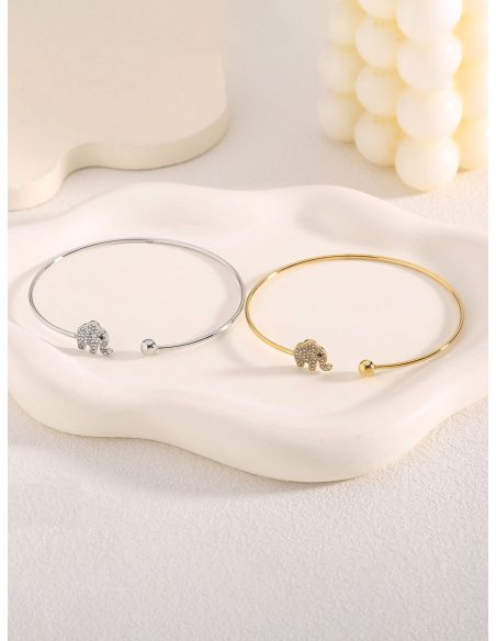 Pulsera rígida elefante con circonitas