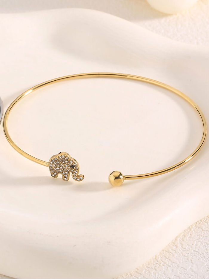 Pulsera rígida elefante con circonitas
