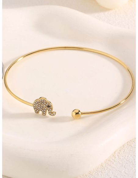 Pulsera rígida elefante con circonitas