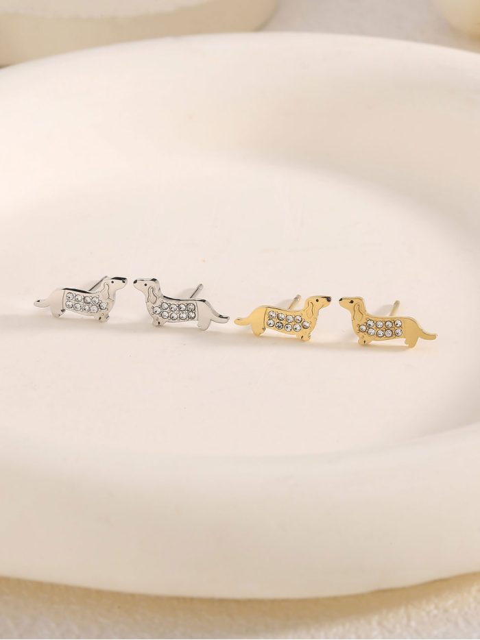 Boucles d'oreilles teckel avec zirconias