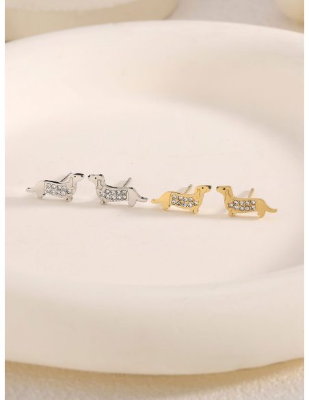 Boucles d'oreilles teckel avec zirconias