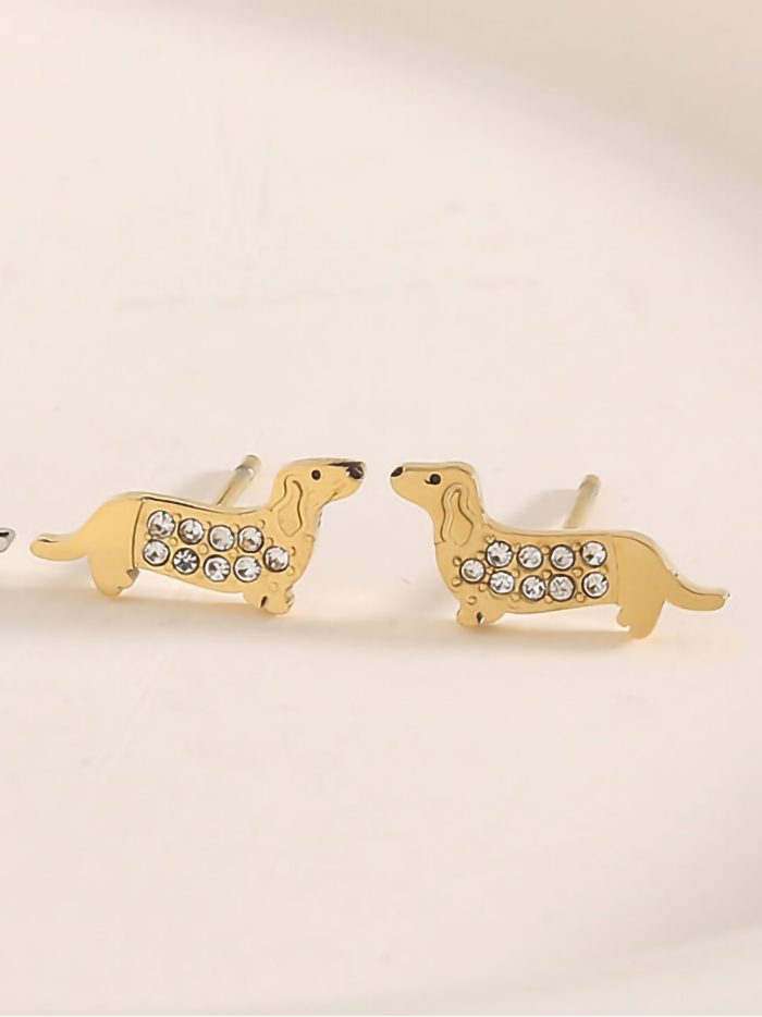 Boucles d'oreilles teckel avec zirconias