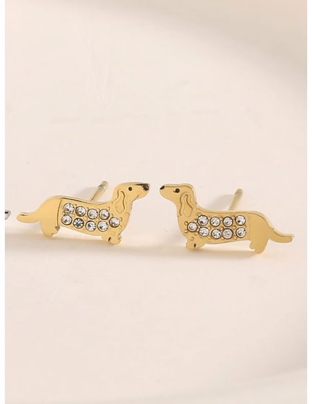 Boucles d'oreilles teckel avec zirconias