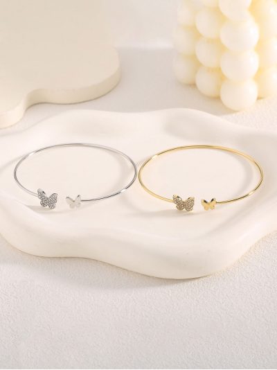 Pulsera rígida mariposa con circonitas