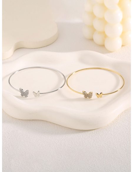 Pulsera rígida mariposa con circonitas