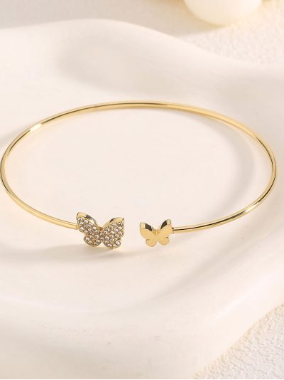 Pulsera rígida mariposa con circonitas 2