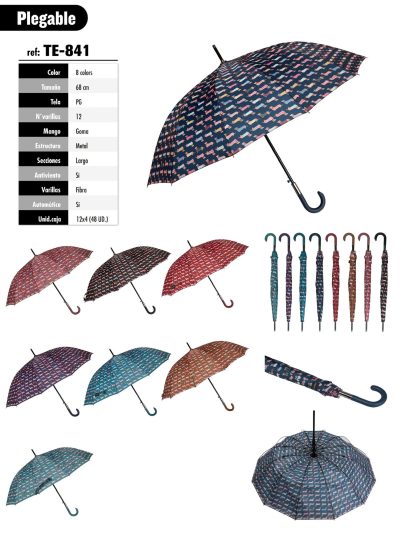 Paraguas largo automático estampado perro salchicha