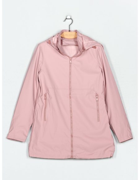 Parka efecto engomada capucha