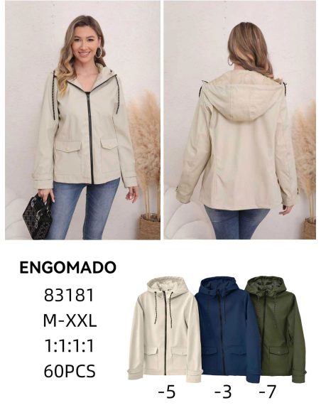 Rubber-coated hooded rain jacket