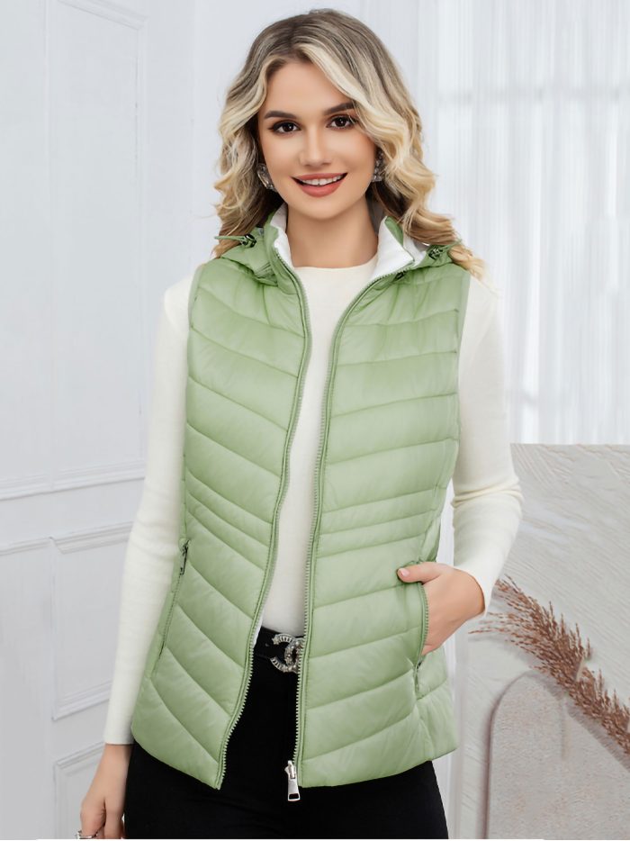 Gilet matelassé léger réversible avec capuche