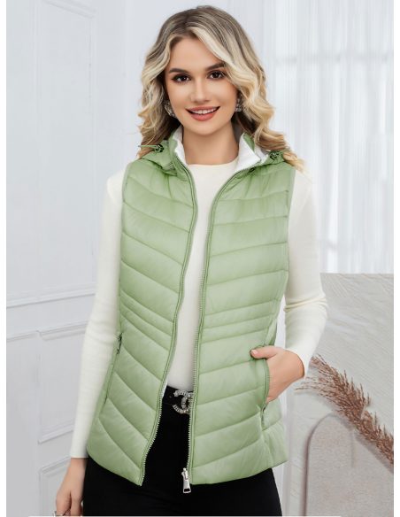 Gilet matelassé léger réversible avec capuche