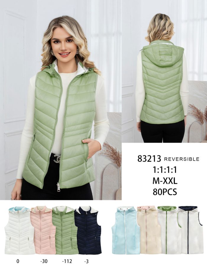 Gilet matelassé léger réversible avec capuche