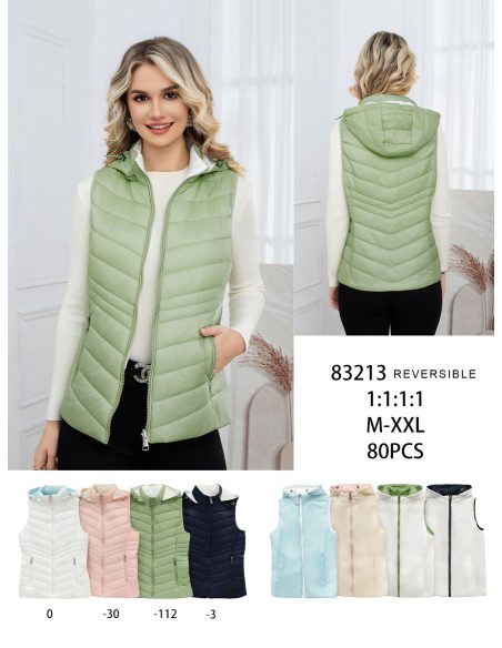 Gilet matelassé léger réversible avec capuche