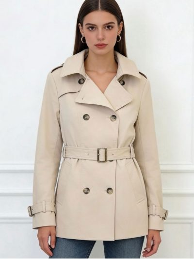 Trench cruzado con cinturón