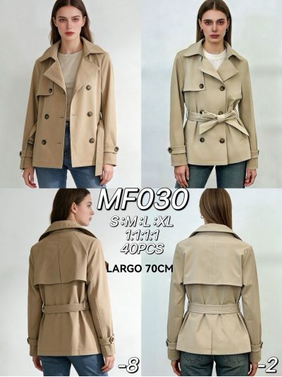 Trench corto cruzado con cinturón 2