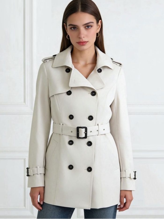 Trench cruzado con cinturón