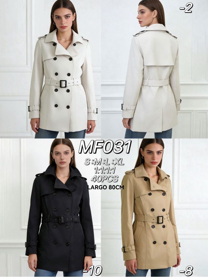 Trench cruzado con cinturón