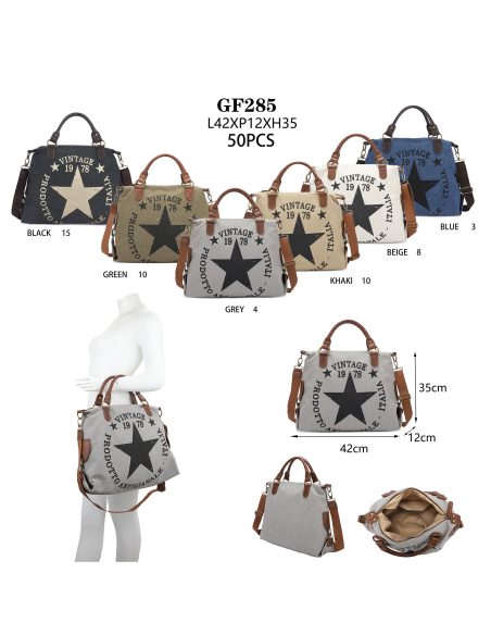 Bolso shopper de lona con estampado estrella