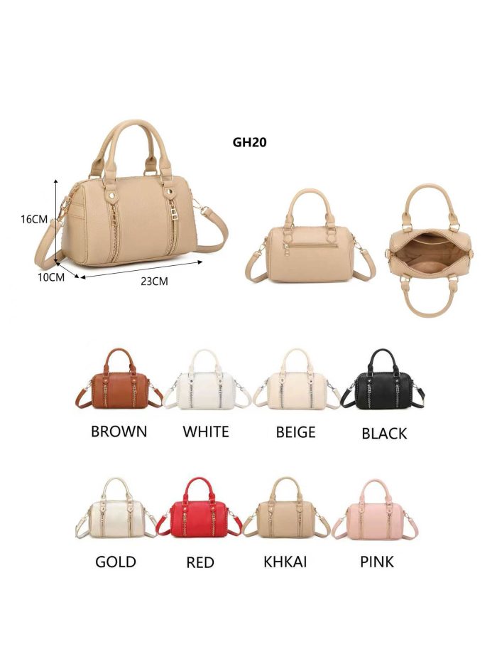 Bolso bowling con cremalleras decorativas