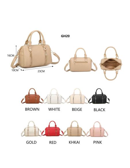 Bolso bowling con cremalleras decorativas