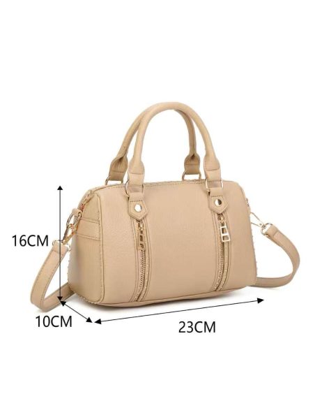 Bolso bowling con cremalleras decorativas