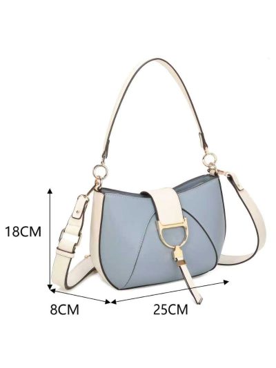 Bolso bandolera tipo saddle bicolor