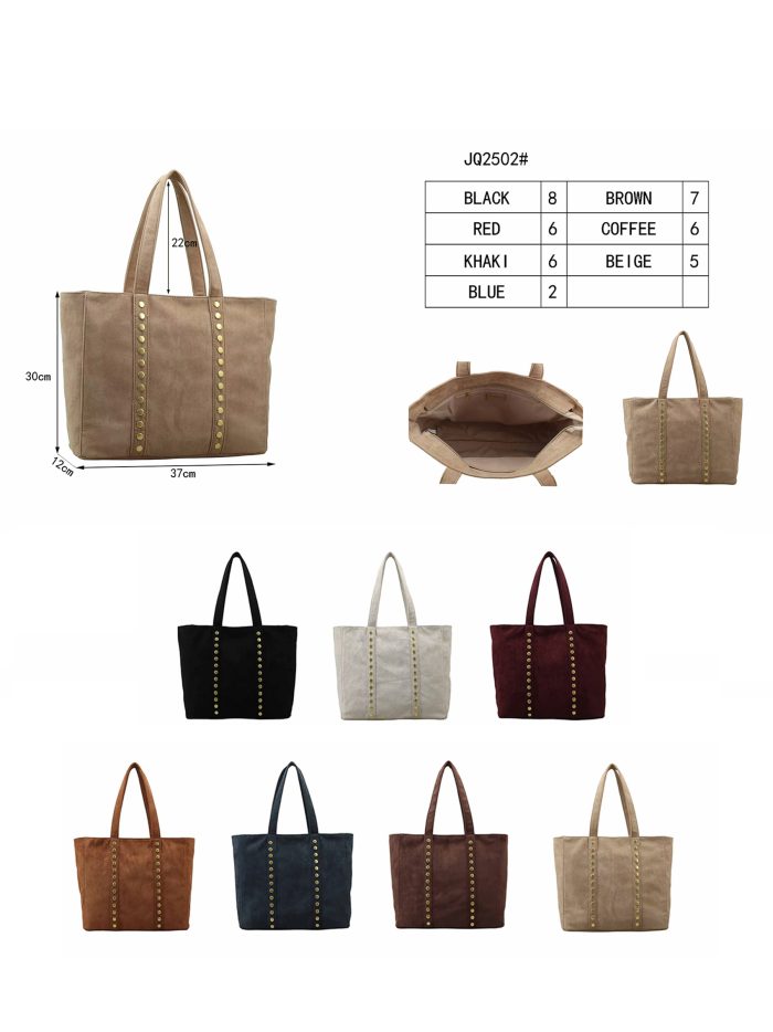 Shopper-Tasche aus Wildlederimitat mit Nieten