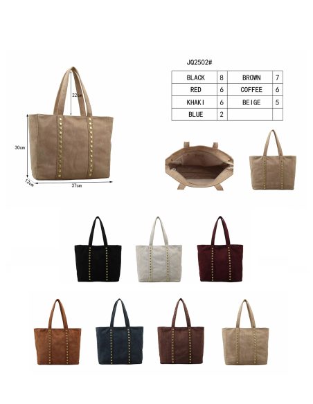 Shopper-Tasche aus Wildlederimitat mit Nieten